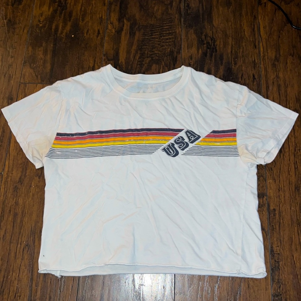 White Graphic Crop Top